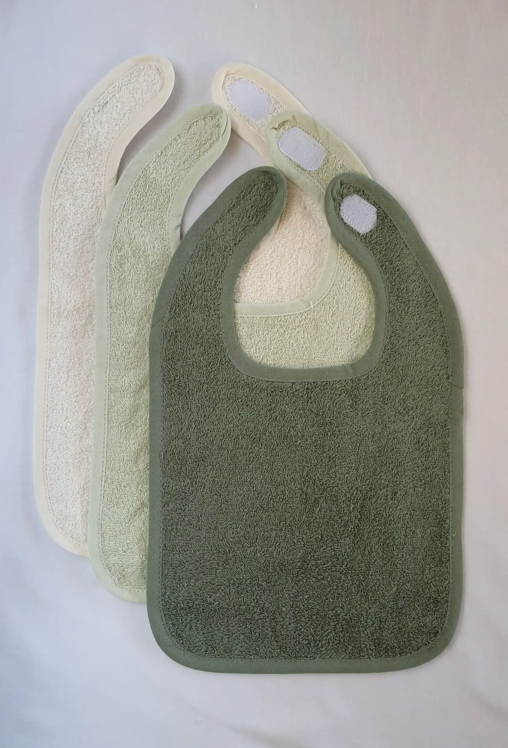 Βαμβακερή σαλιάρα μεγάλη σετ 3τμχ - Λευκό Μέντα Πράσινο - Image 2