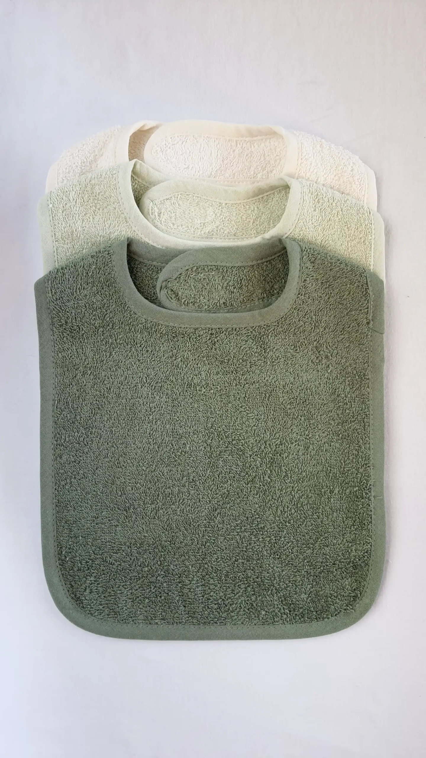 Βαμβακερή σαλιάρα μεγάλη σετ 3τμχ - Λευκό Μέντα Πράσινο