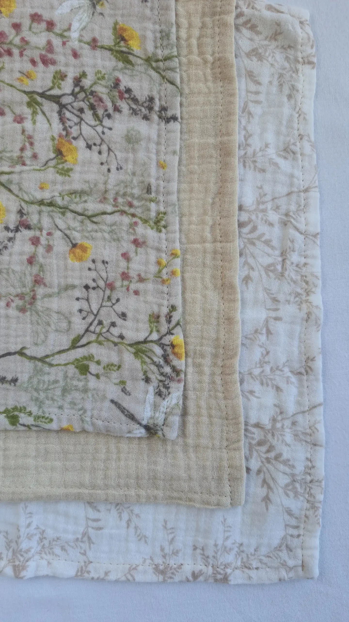 Μουσελίνα 30Χ30cm σετ 6τμχ - Μπεζ λουλούδια - Image 2