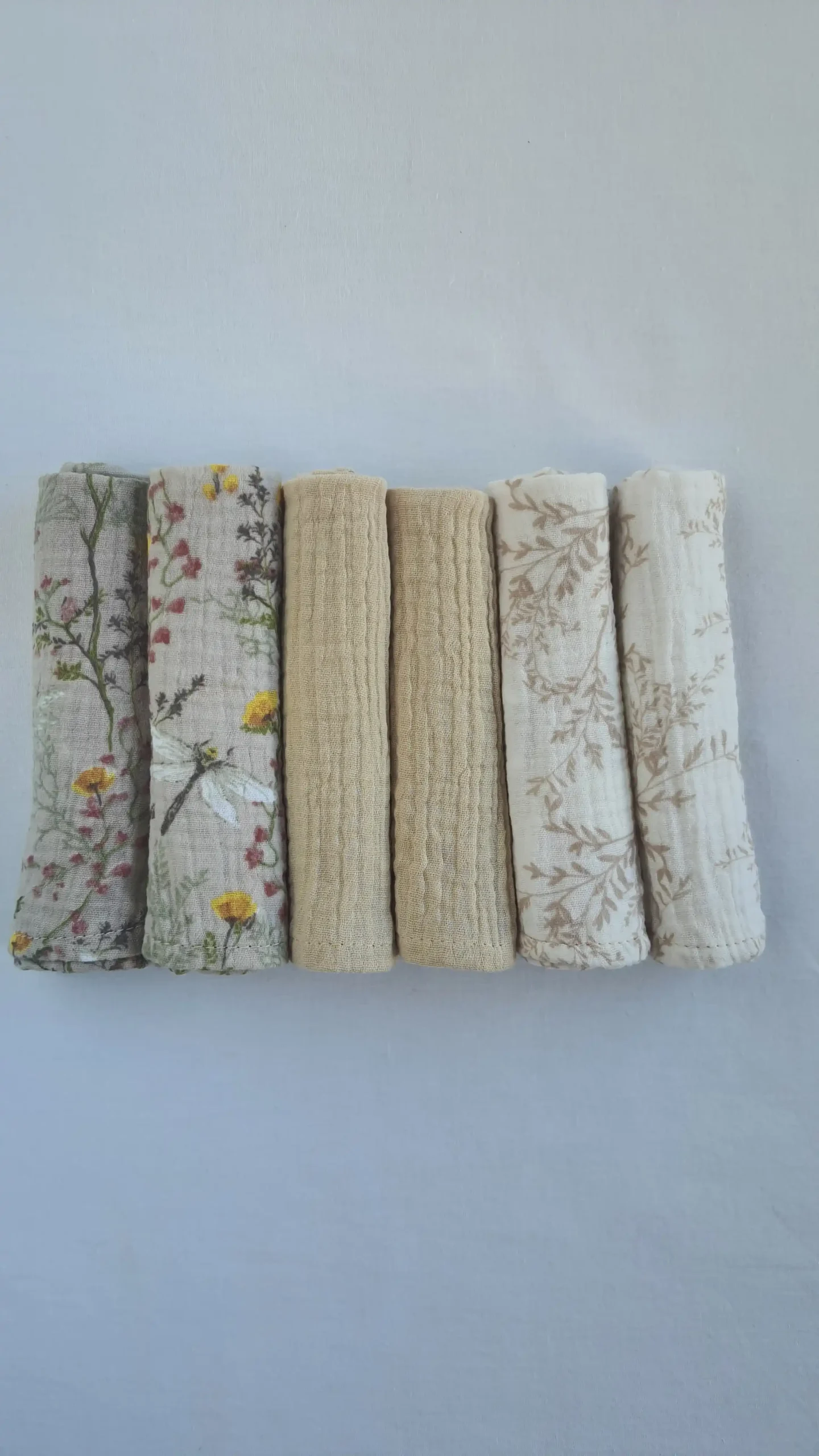 Μουσελίνα 30Χ30cm σετ 6τμχ - Μπεζ λουλούδια