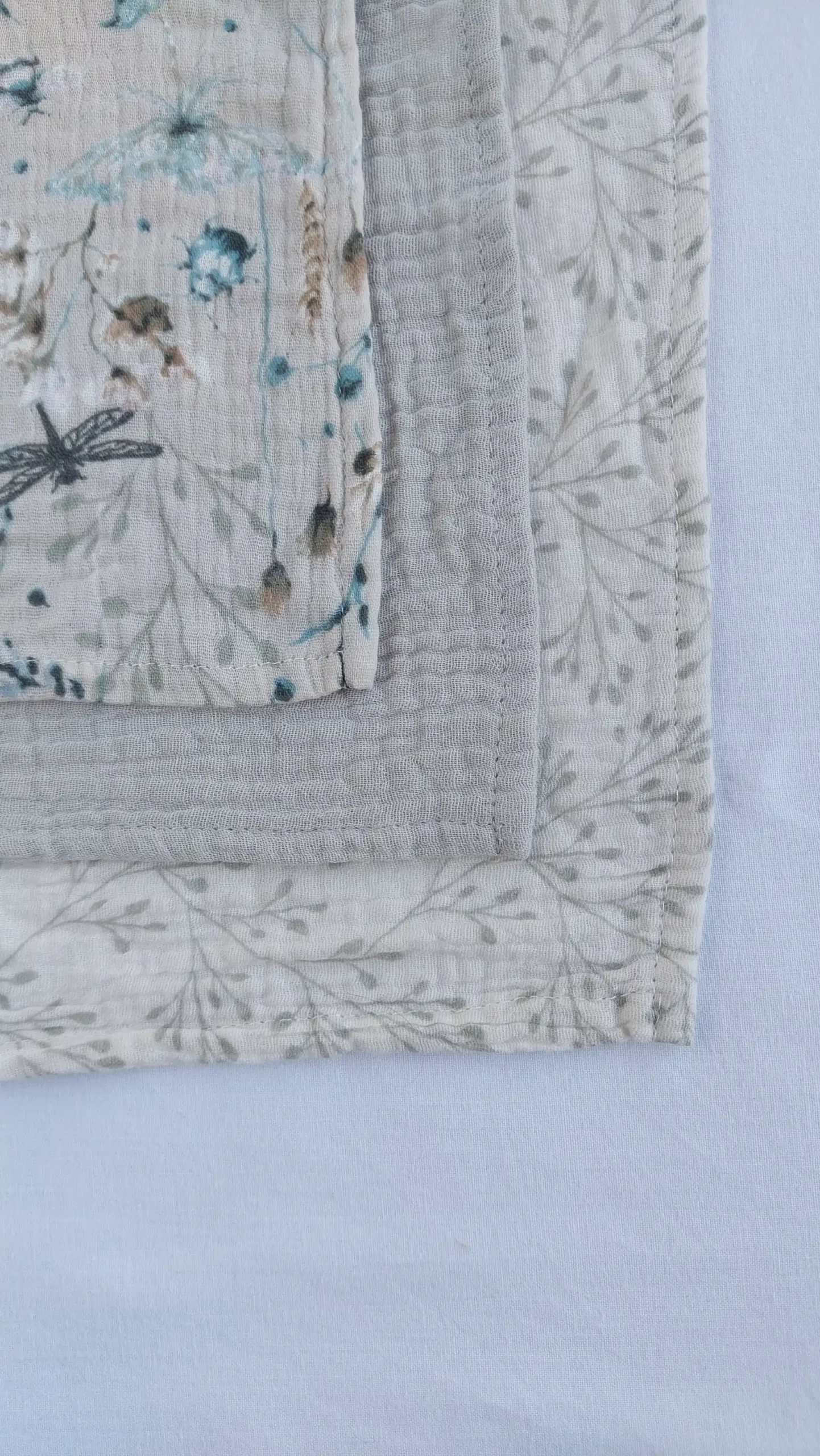 Πάνα αγκαλιάς μουσελίνα βαμβακερή σετ 3τμχ - Γκρι λουλούδια - Image 2