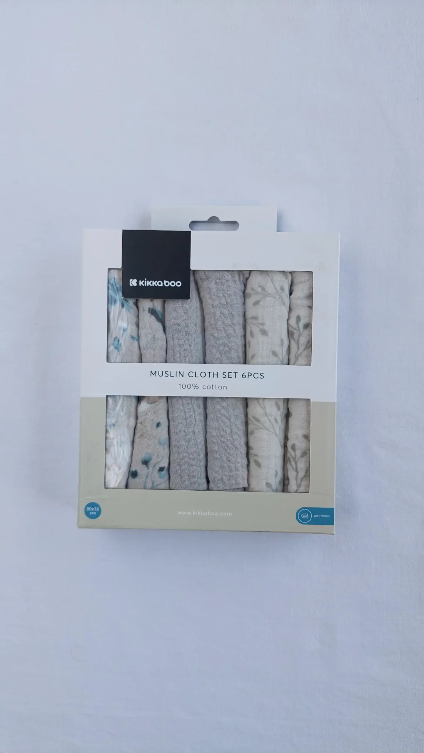 Μουσελίνα 30Χ30cm σετ 6τμχ - Γκρι λουλούδια - Image 3