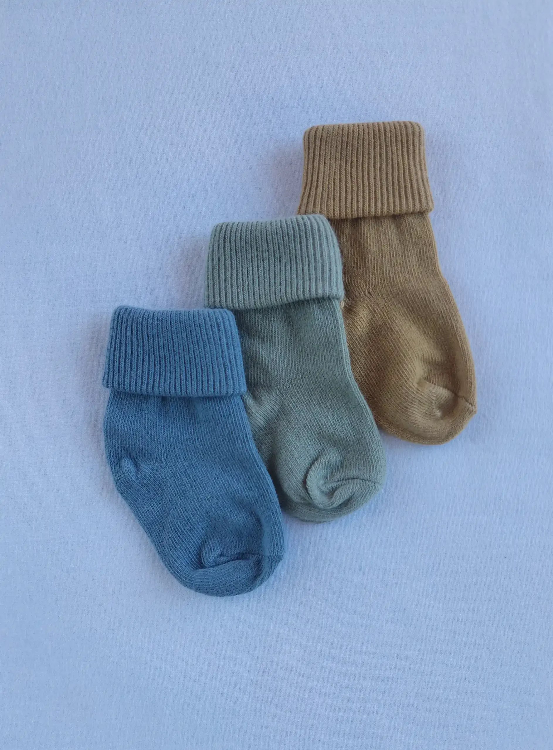 Βρεφικά Καλτσάκια σετ 3 τμχ - Γαλάζιο Μουσταρδί Μέντα