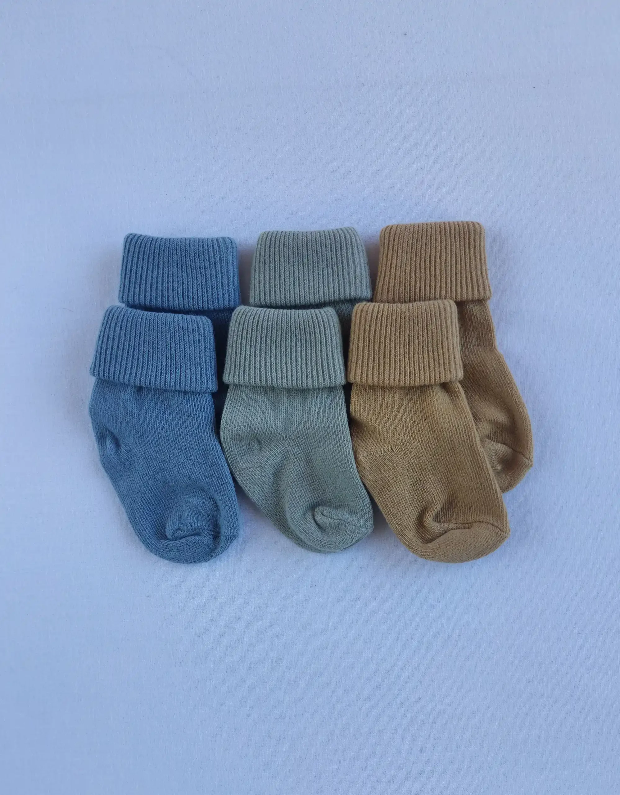 Βρεφικά Καλτσάκια σετ 3 τμχ - Γαλάζιο Μουσταρδί Μέντα - Image 3