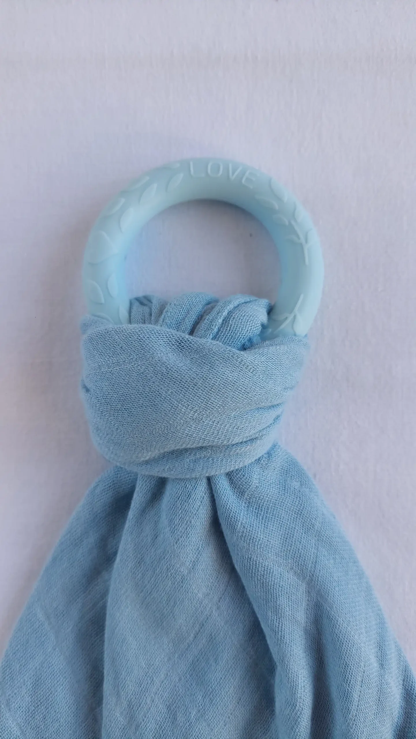 Silicone teether with bamboo baby comforter cloth - Light blue - Image 2