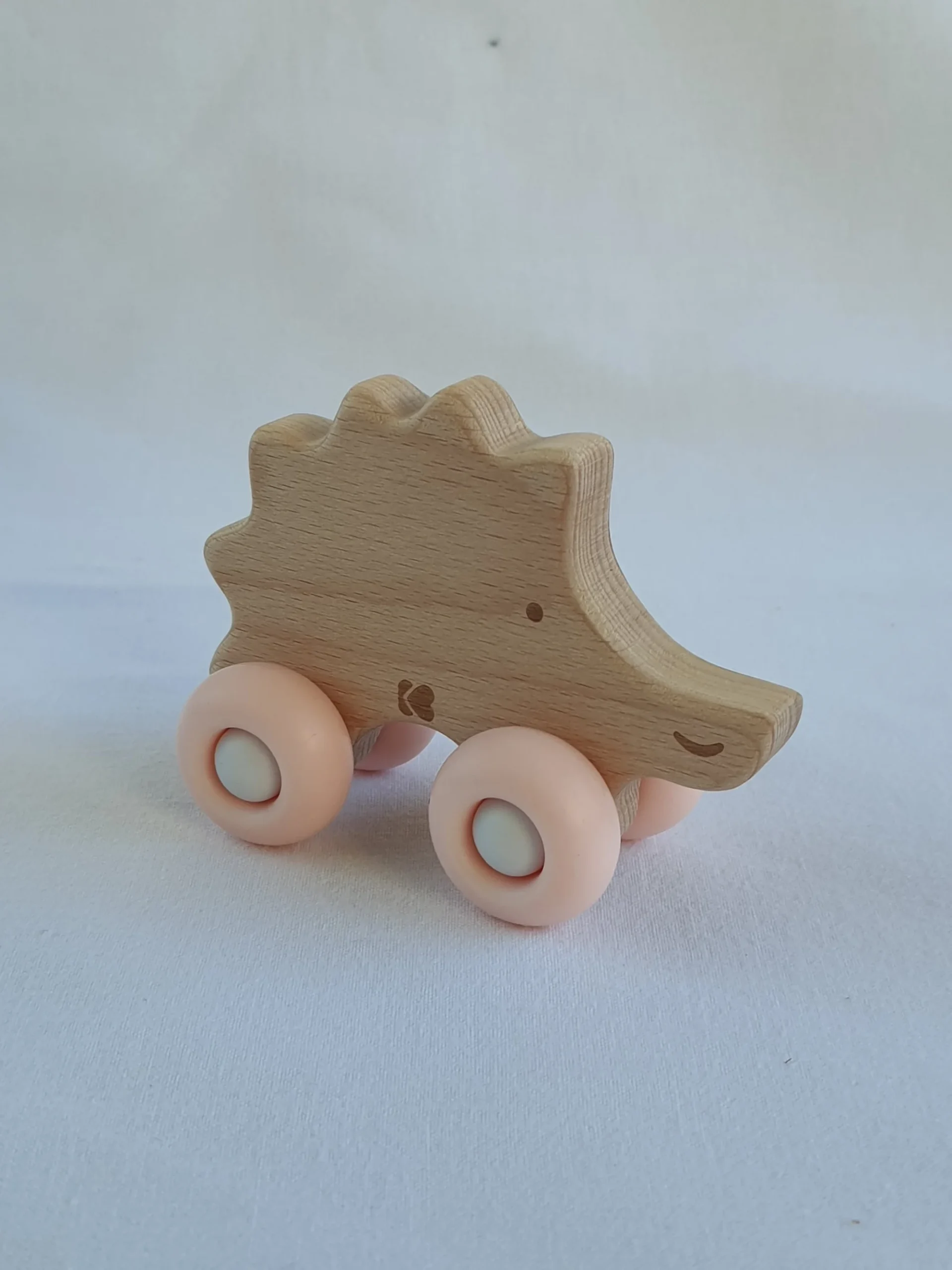 Wooden toy with silicone teether Hedgehog - Pink - Image 2