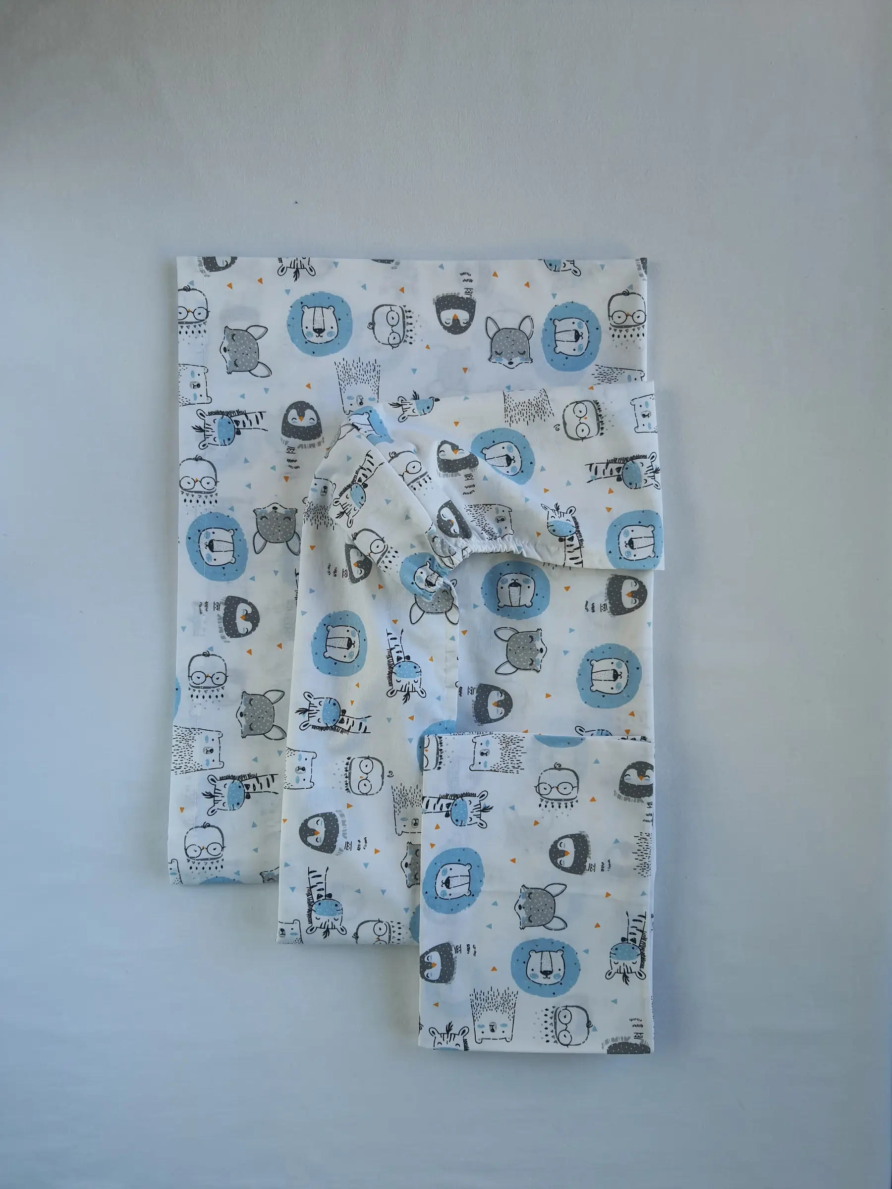 Crib sheets 3pcs set – Animals Light Blue - Image 2