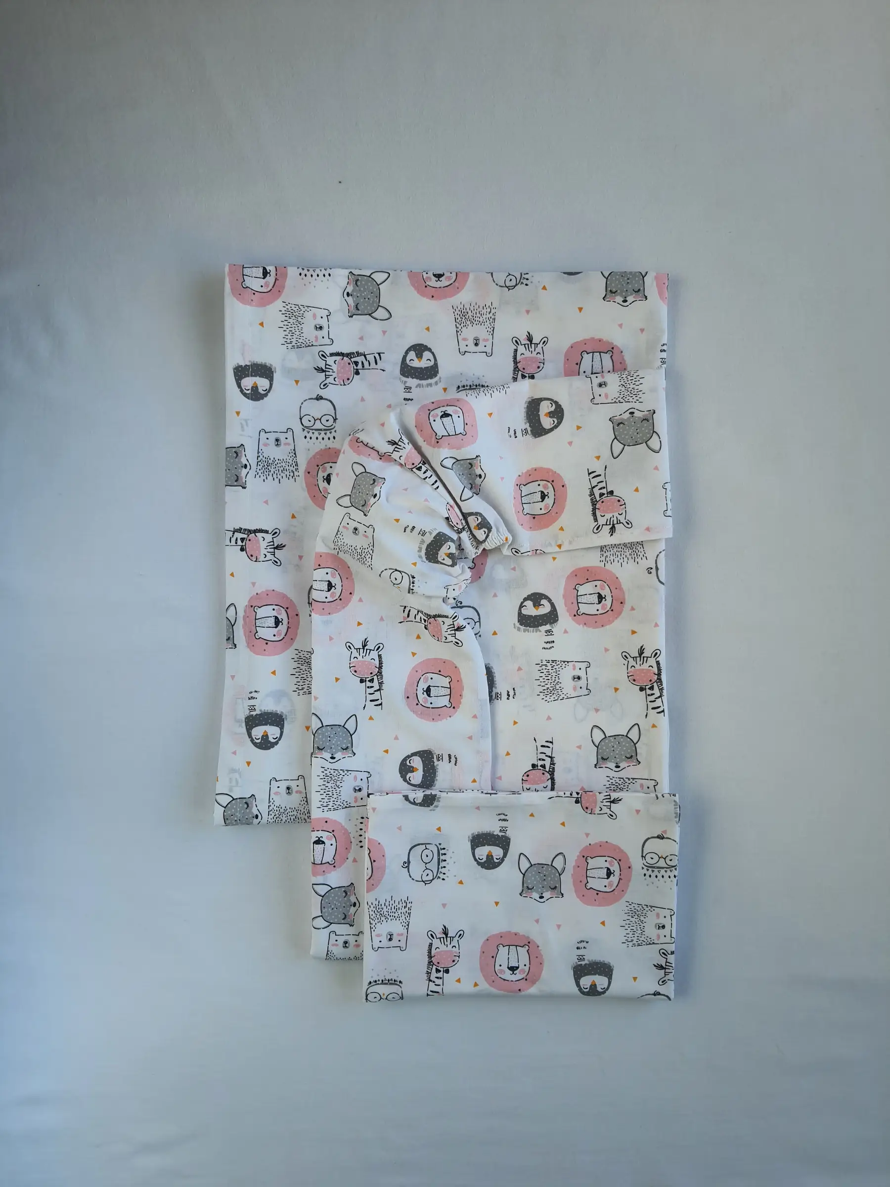 Crib sheets 3pcs set – Animals Pink - Image 2