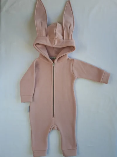 Βρεφική φόρμα εξόδου κουνελάκι fleece - Ροζ