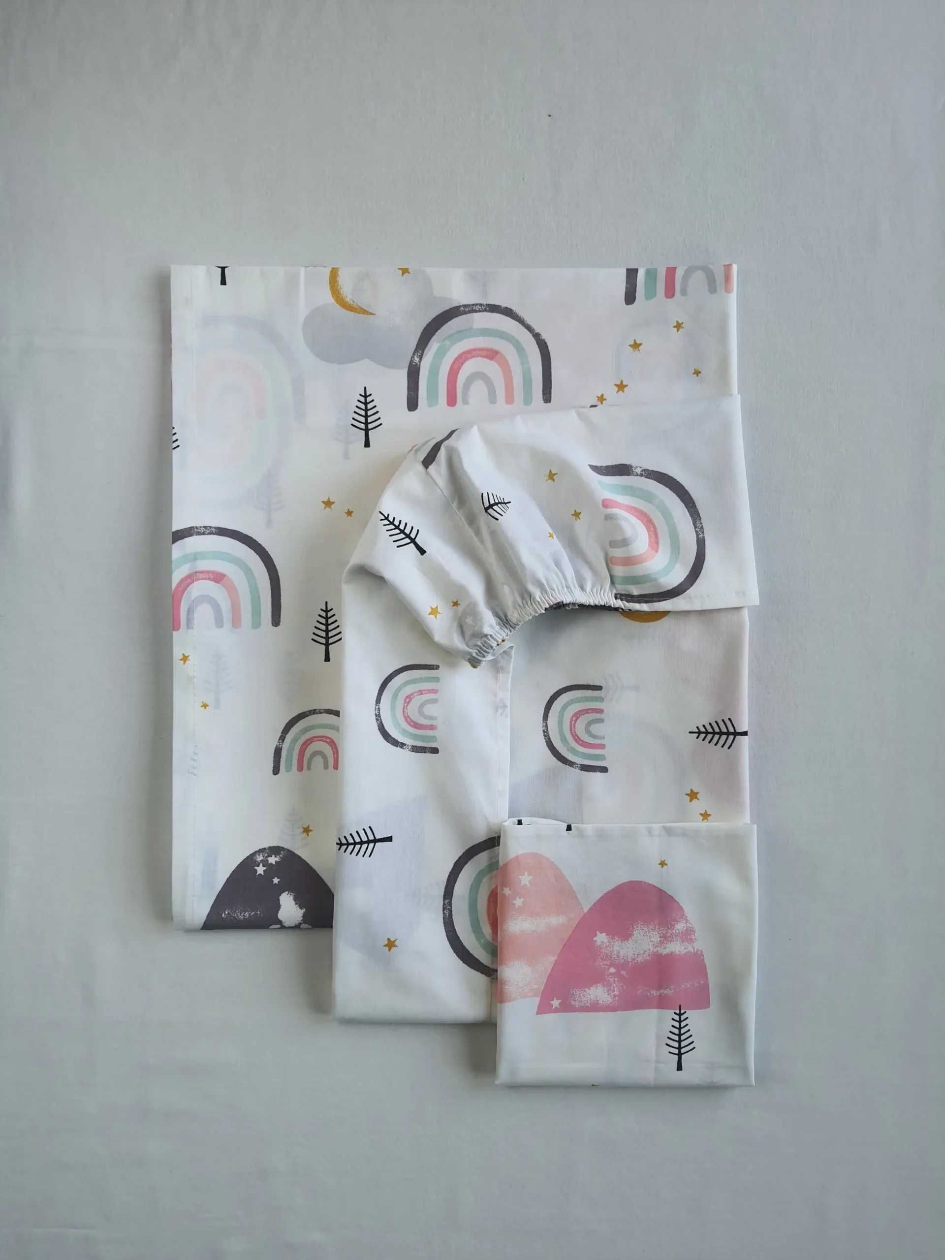 Σετ σεντόνια κούνιας 3τμχ - Ουράνιο Τόξο Ροζ - Image 2