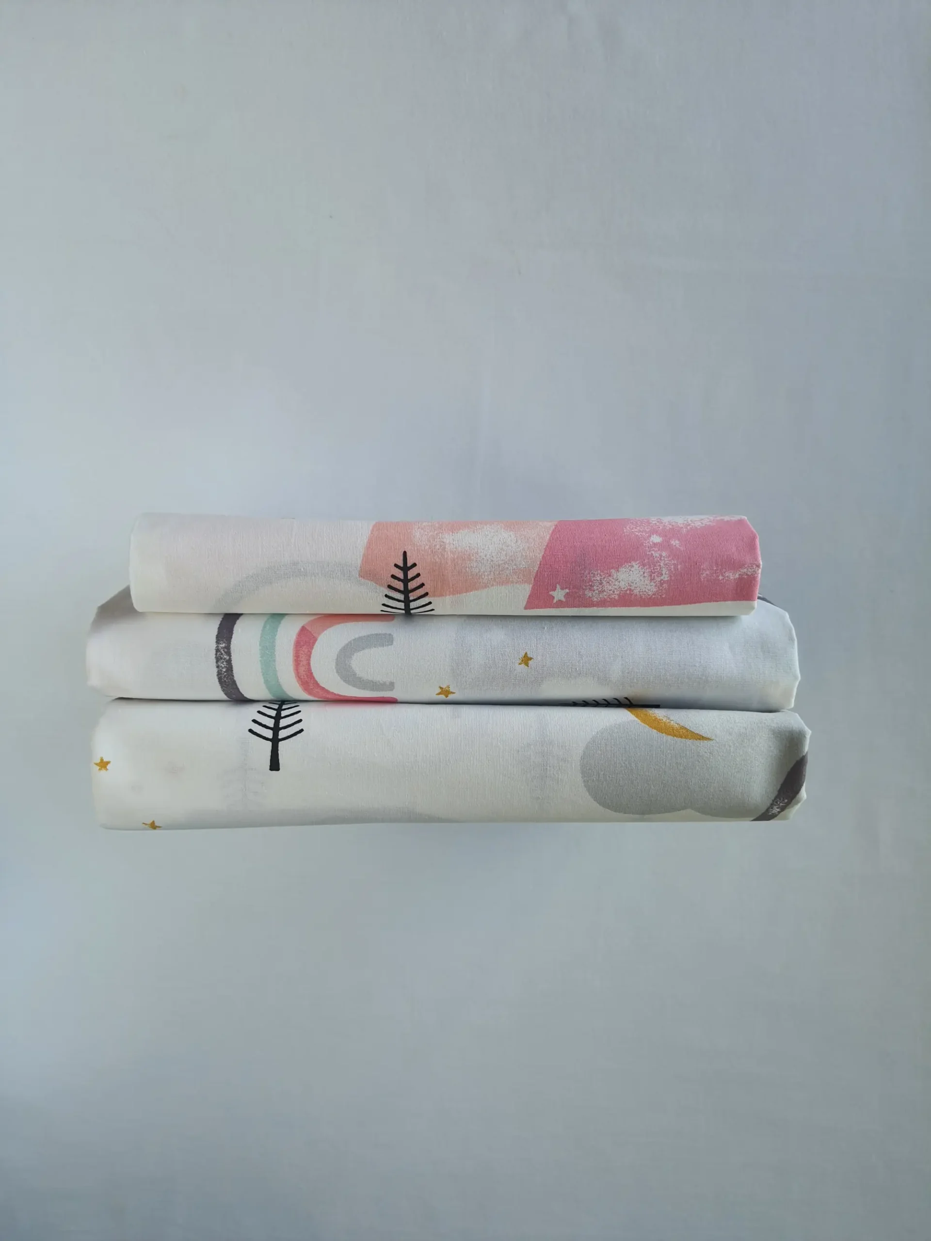 Σετ σεντόνια κούνιας 3τμχ - Ουράνιο Τόξο Ροζ