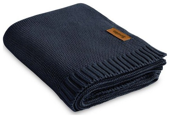 Βρεφική κουβέρτα αγκαλιάς πλεκτή bamboo-βαμβακερή - Navy Μπλε