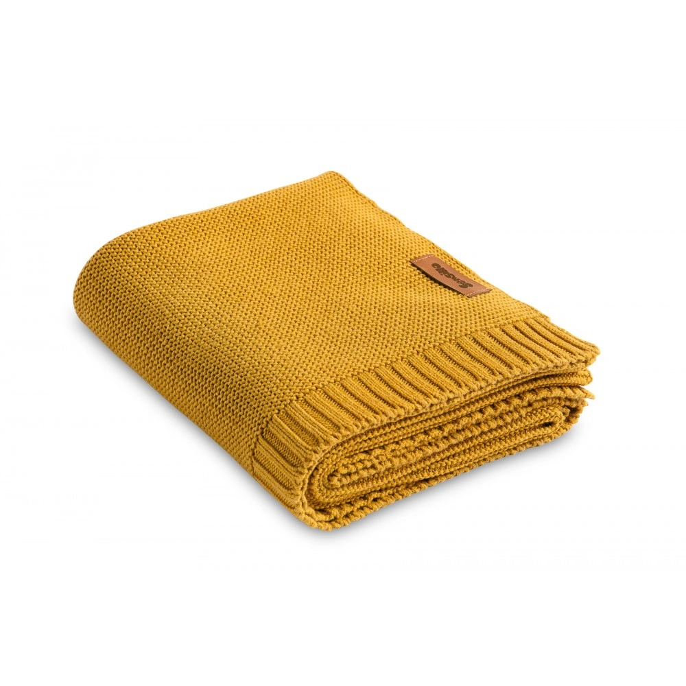 Βρεφική κουβέρτα αγκαλιάς πλεκτή bamboo-βαμβακερή - Μουσταρδί