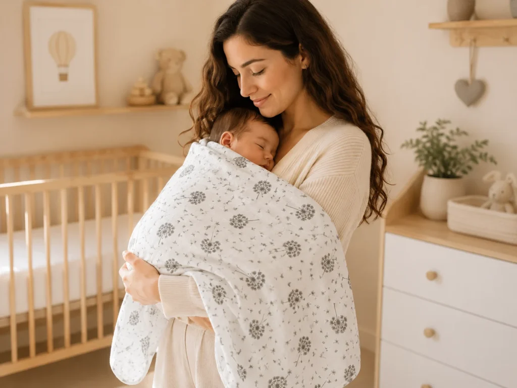 babymouslin-babyswaddle-cuddlingcloth-mother-holding-baby-wraped-in-muslinblanket